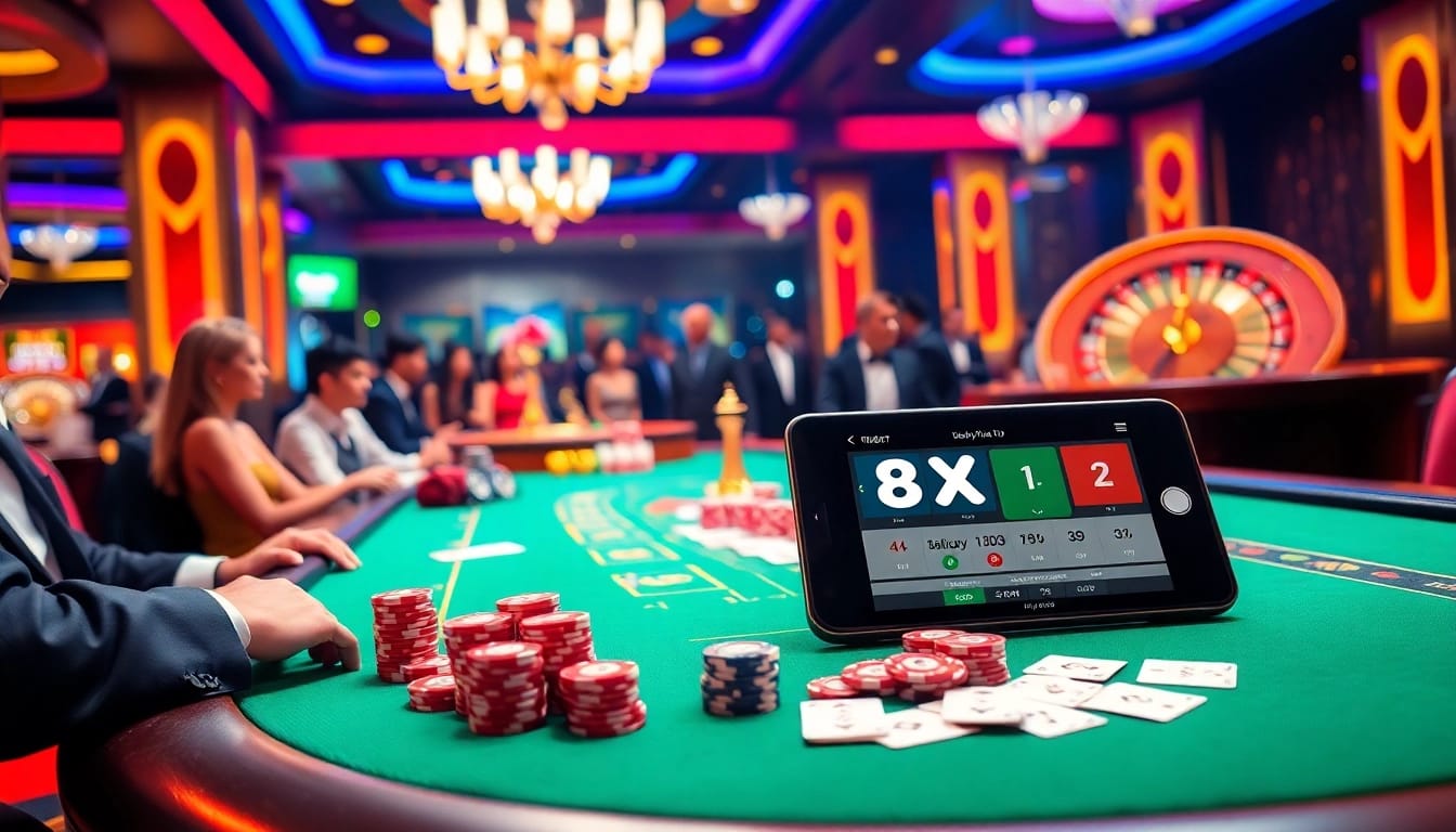 Experience thrilling gambling action with link vào 8xbet at a luxurious casino setting.