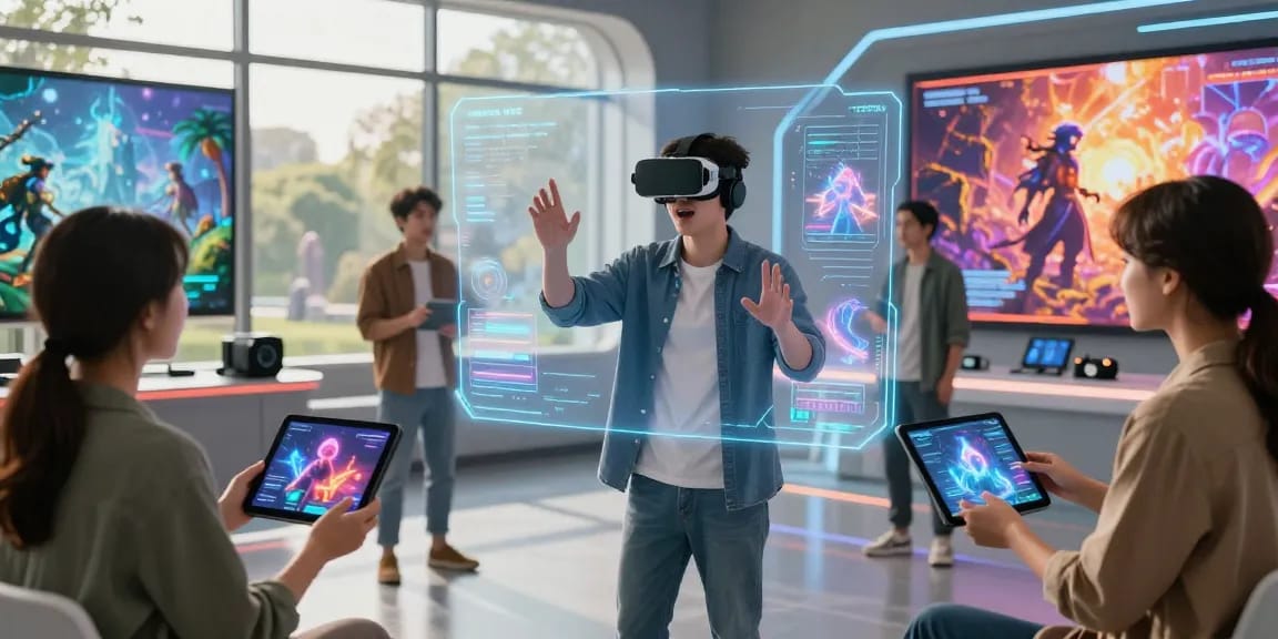 Engaging in ai roleplay within a vibrant digital environment featuring immersive AI characters and futuristic interfaces.