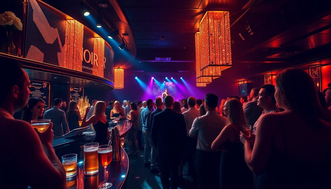 Experience the vibrant nightlife at Club Noir, the premier night club sxm, with elegant patrons and captivating performances.