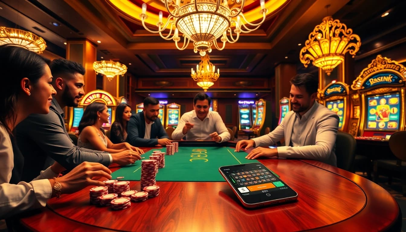 Experience the thrill of JILI at a luxury casino with vibrant poker games and slot machines.