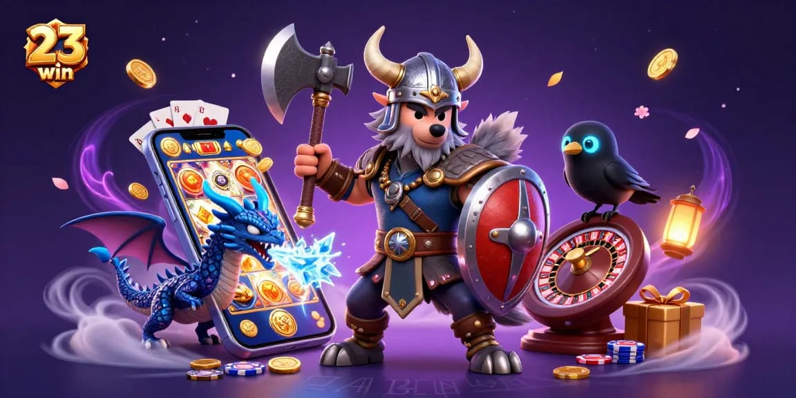 Bet big and win with 23 win in this vibrant, action-packed casino scene.