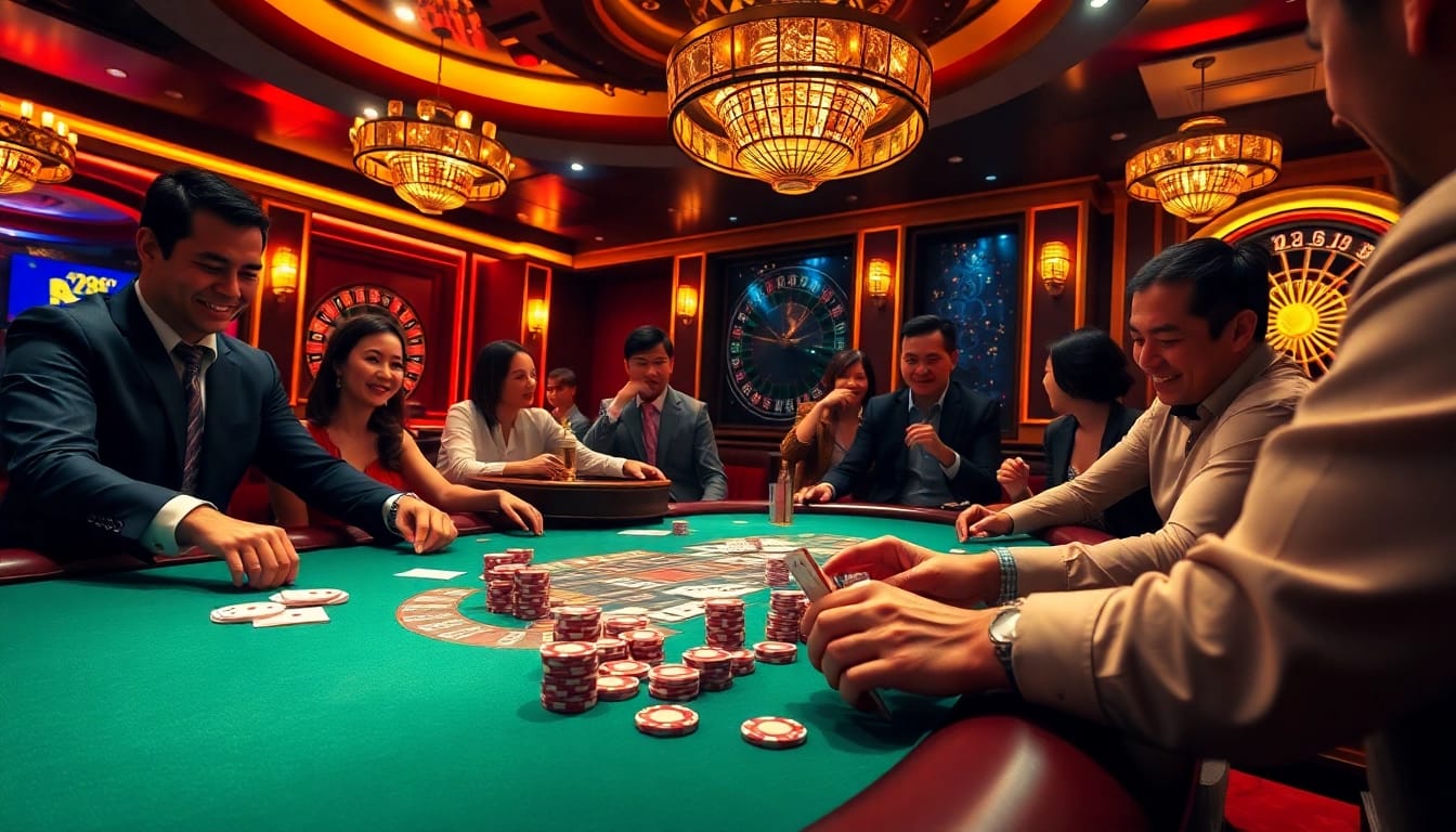 Experience the thrill of RR888 with high-stakes poker action surrounded by excited gamblers.