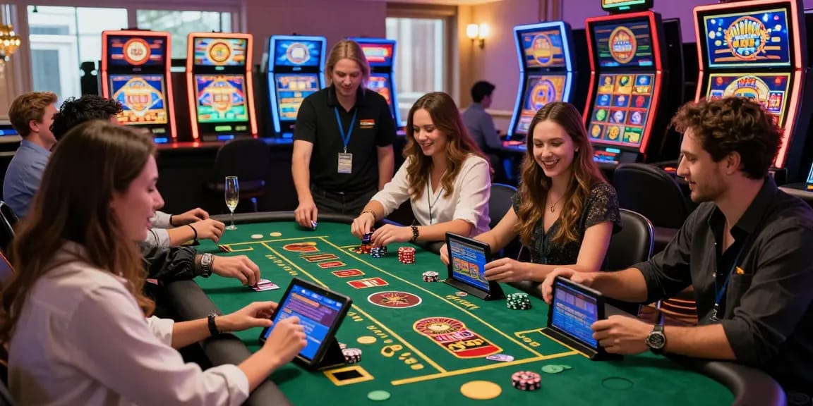 Experience thrilling credit card gaming at being-there.org.uk's featured casinos, showcasing vibrant casino atmosphere and diverse players.