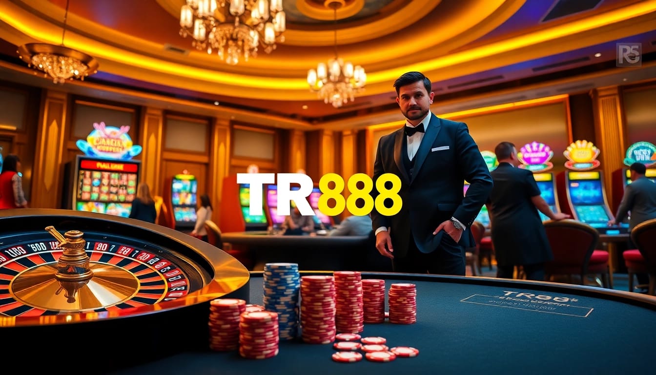 Experience the excitement of TR88 casino games with vibrant slot machines and roulette wheels.