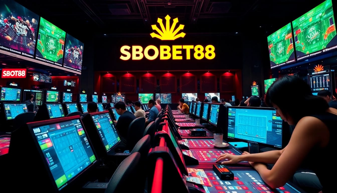 Menggambarkan pengalaman taruhan SBOBET88 yang menarik dengan para pemain yang bersemangat.