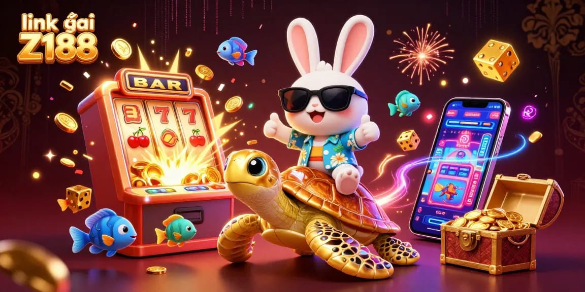Experience the thrill of gaming with link vào Z188 in a vibrant 3D casino illustration.