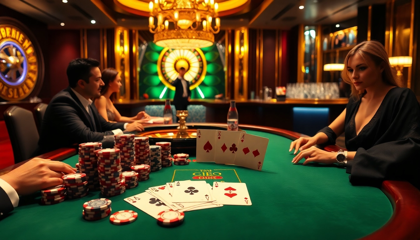 Exciting casino scene with poker players and roulette wheel highlighting C168 strategies.