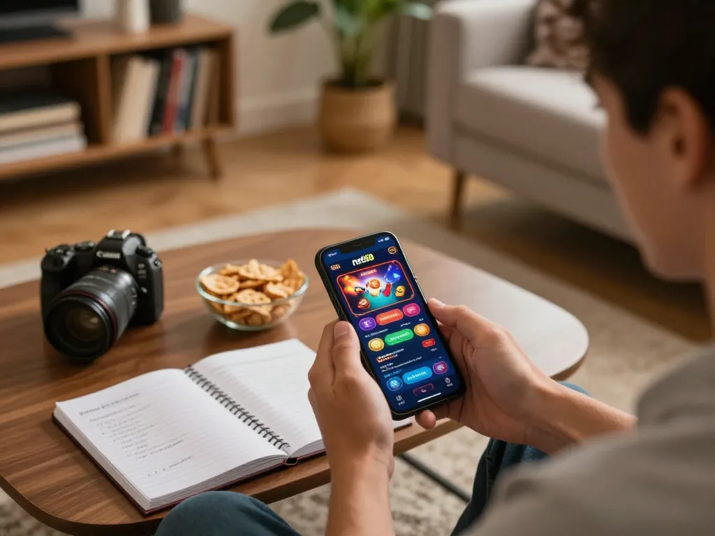 Experience thrilling gaming with net88 through a mobile app, showcasing player engagement and immersive atmosphere.