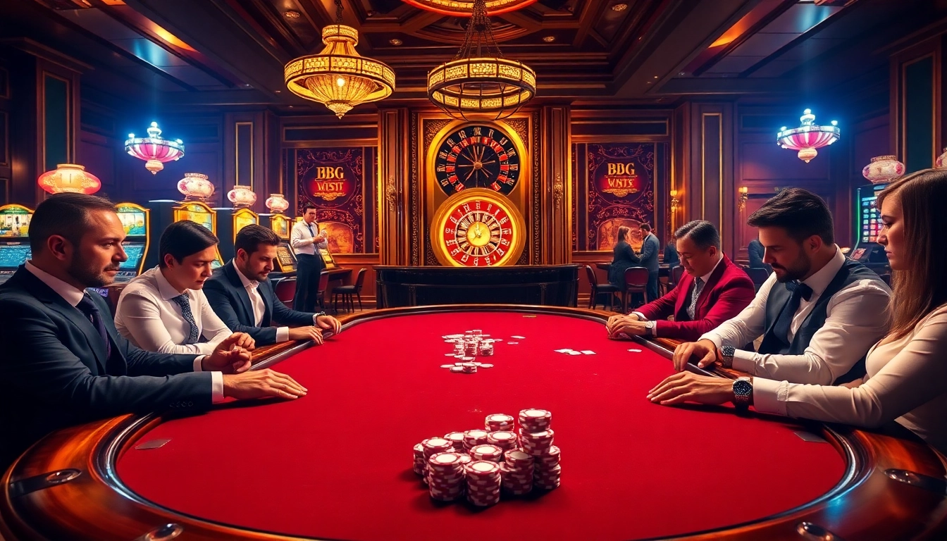 Experience high-stakes poker at MB66 casino featuring luxurious decor and intense gameplay.
