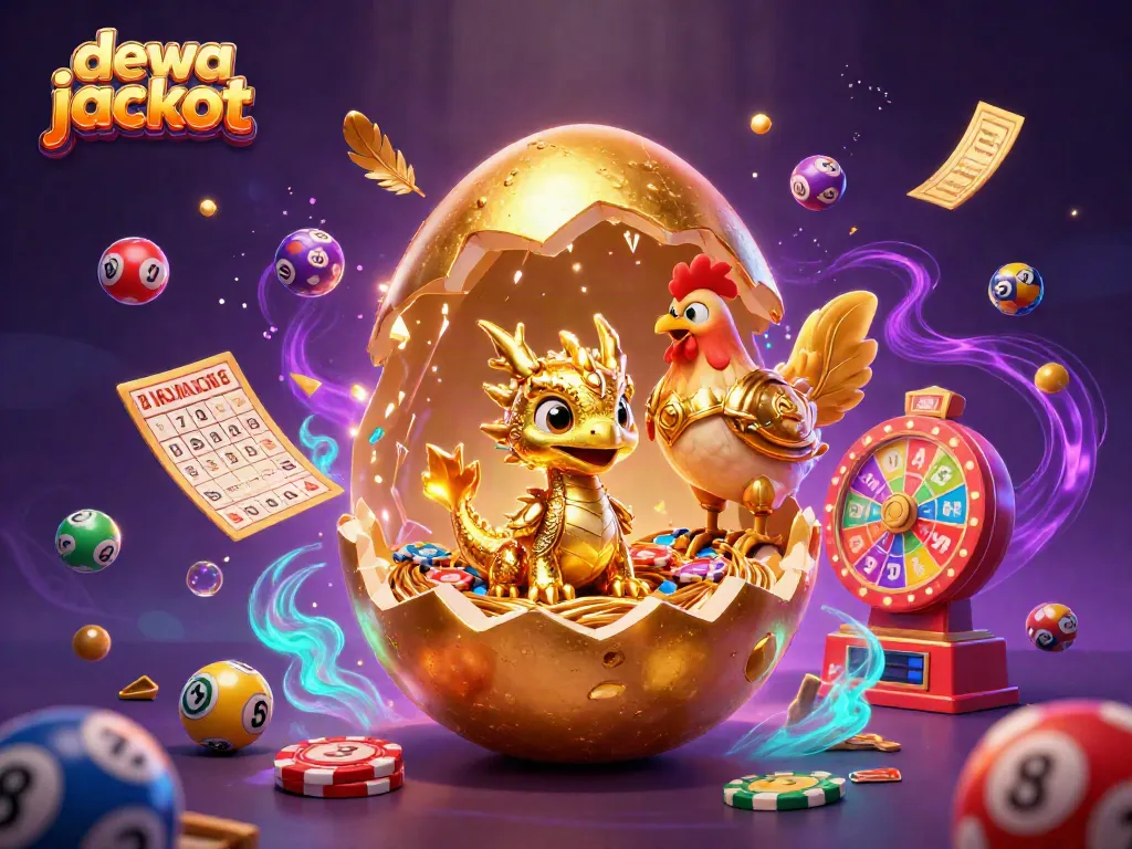 Mencoba peruntungan dewa jackpot di slot online dengan ilustrasi slot dan karakter menggemaskan.