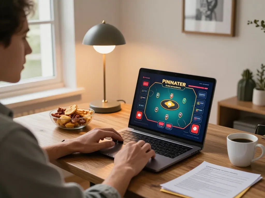 Player enjoying 777vip online gaming experience on laptop with strategic notes nearby