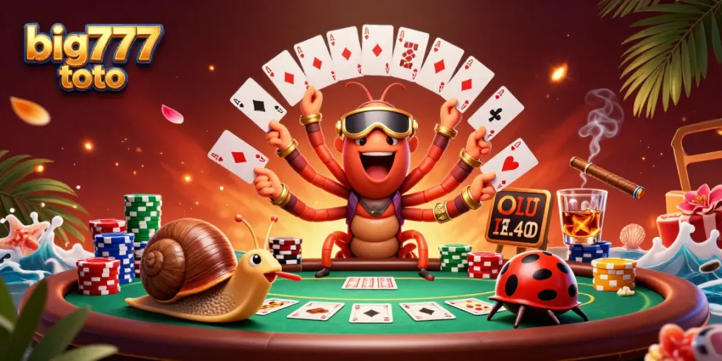 Engage with big777 toto by joining a lively poker scene featuring colorful cards and chips.