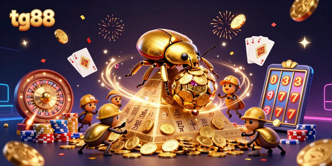 Experience the excitement at tg88 with golden coins and colorful casino elements bursting into action.