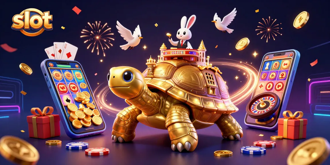 Spin the slot reels and win with colorful coins cascading in a vibrant 3D casino scene.