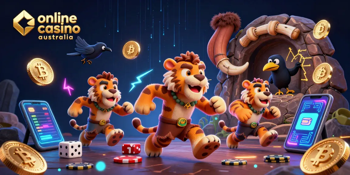 Experience an engaging online casino Australia with colorful Bitcoin and Ethereum elements.