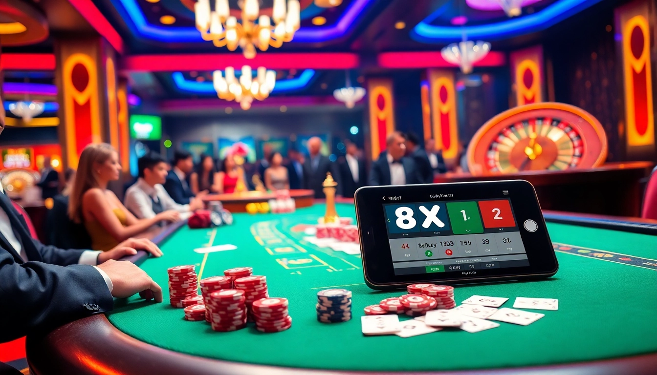 Experience thrilling gambling action with link vào 8xbet at a luxurious casino setting.