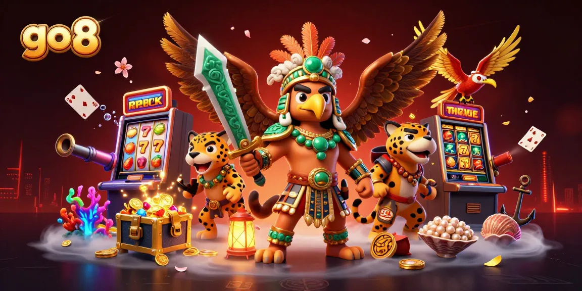 Experience thrilling gameplay with go 8, featuring vibrant 3D characters in a bustling casino setting.