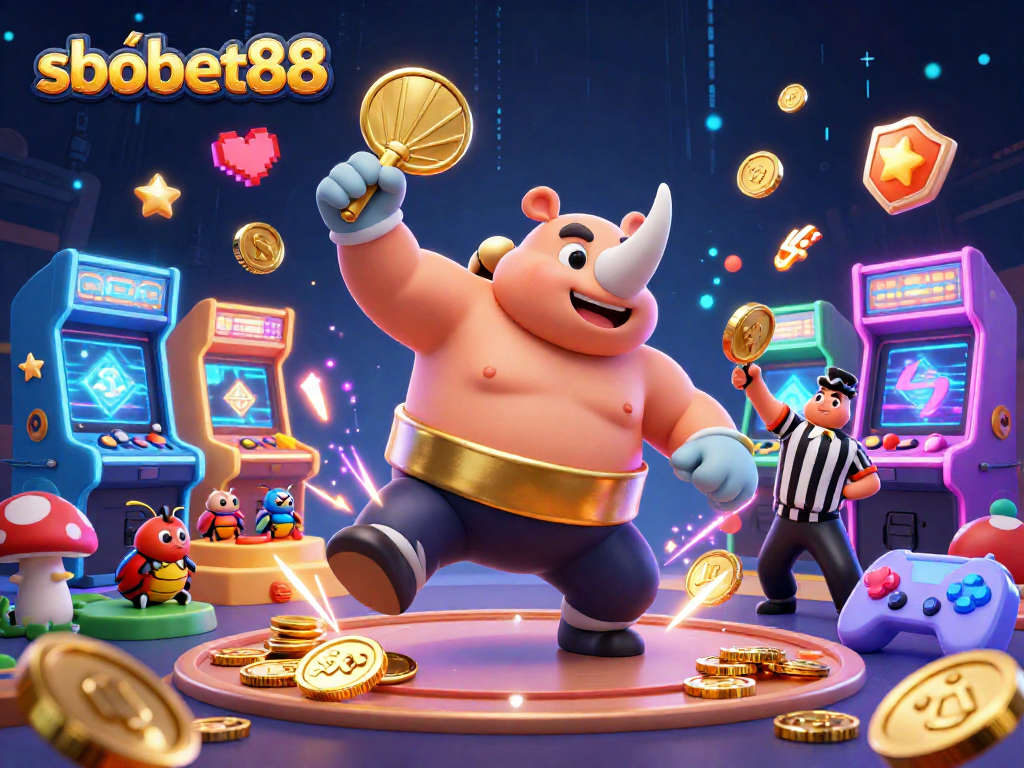 Experience sbobet88 excitement with vibrant characters in a lively casino setting.