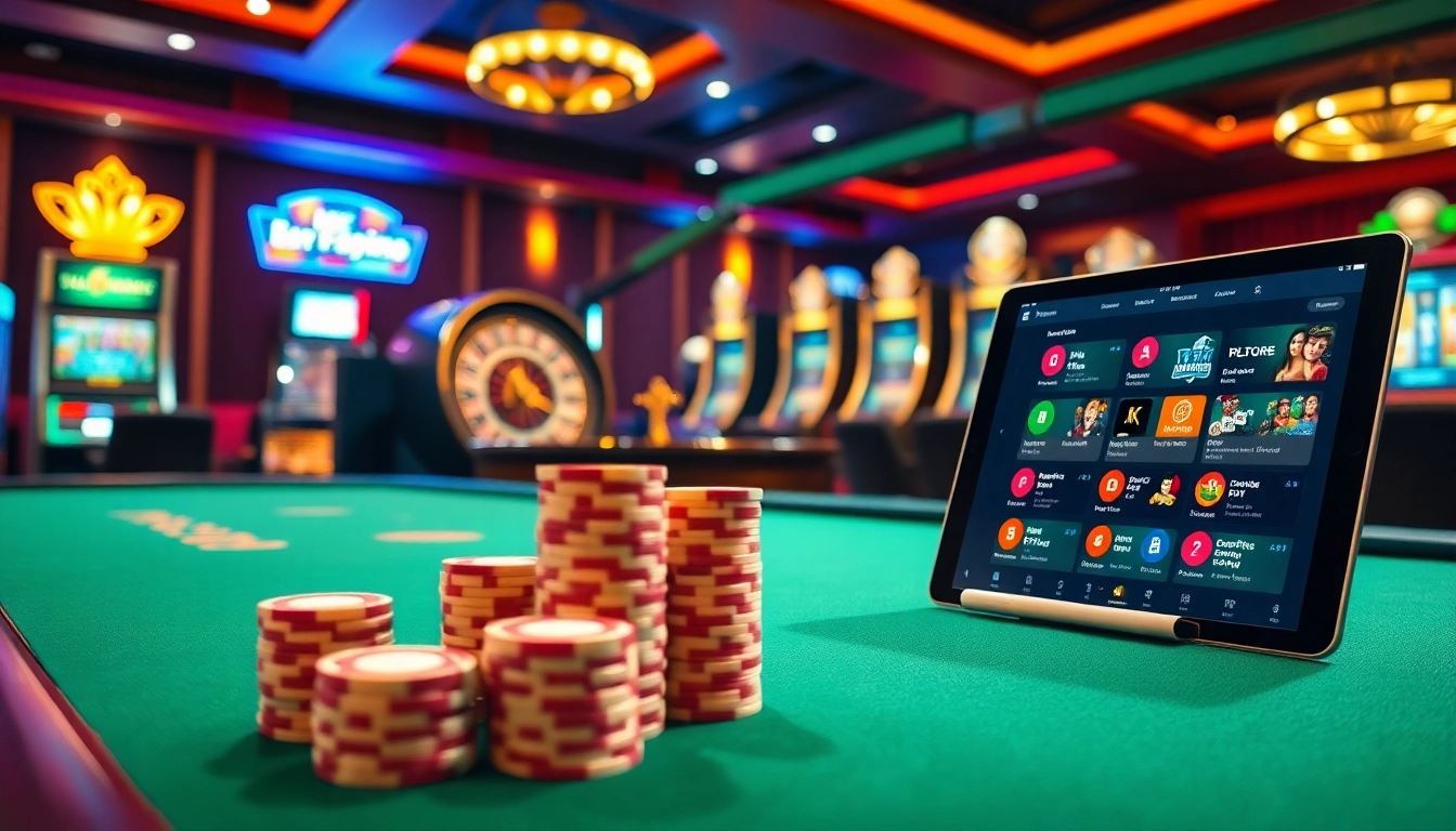 Engaging MK8 Casino scene showcasing poker tables and slot machines with a luxurious vibe.