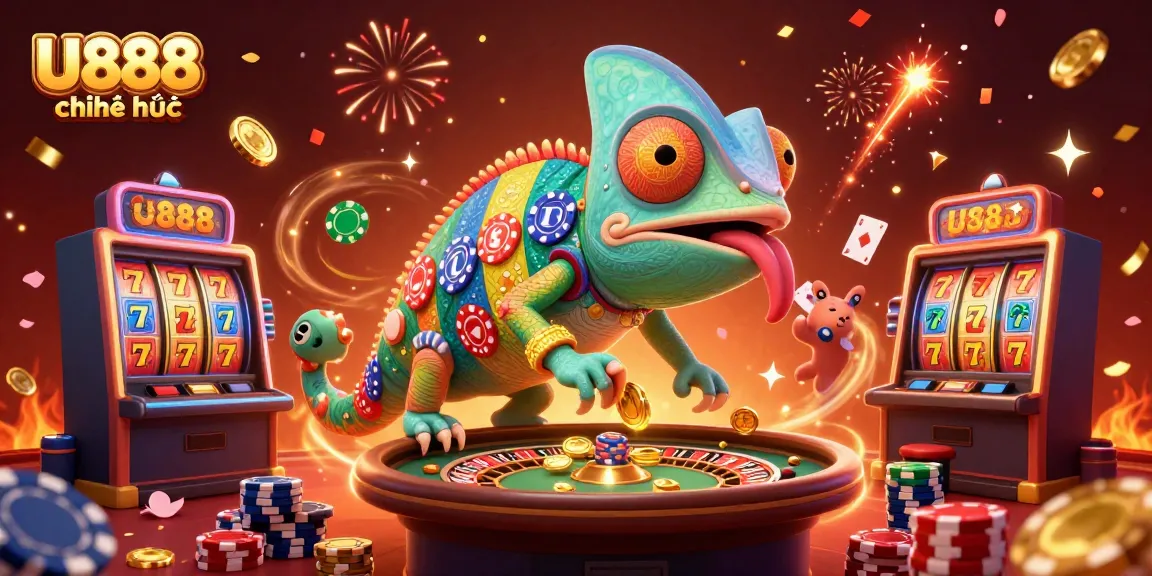 Experience thrilling gameplay at U888 chính thức casino with vibrant 3D chameleon owner!