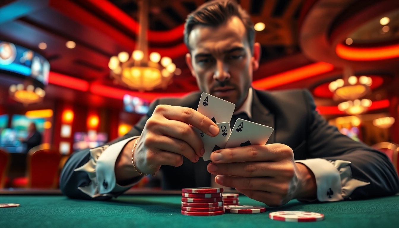 Engage in thrilling poker at a trusted online casino Singapore with a sophisticated player in action.