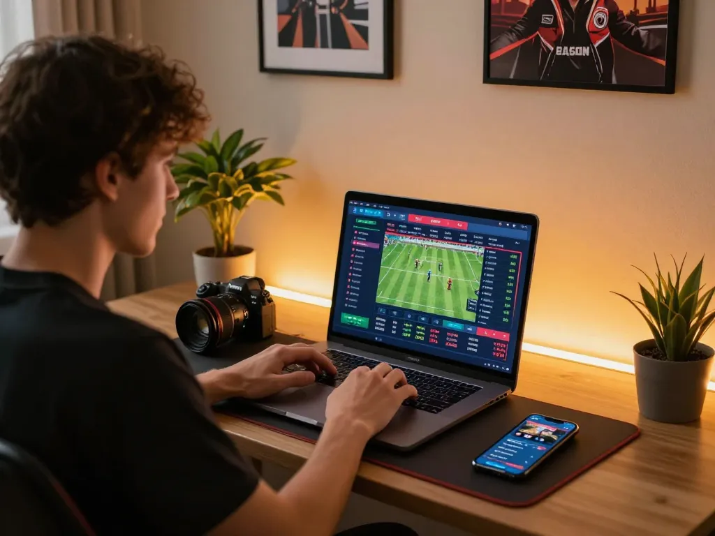 Engaging in online sports betting with 88x odds displayed on a laptop screen at home.
