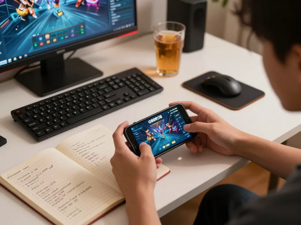 Sit at home and engage with situs gacor gaming on your smartphone, showcasing strategic gameplay.