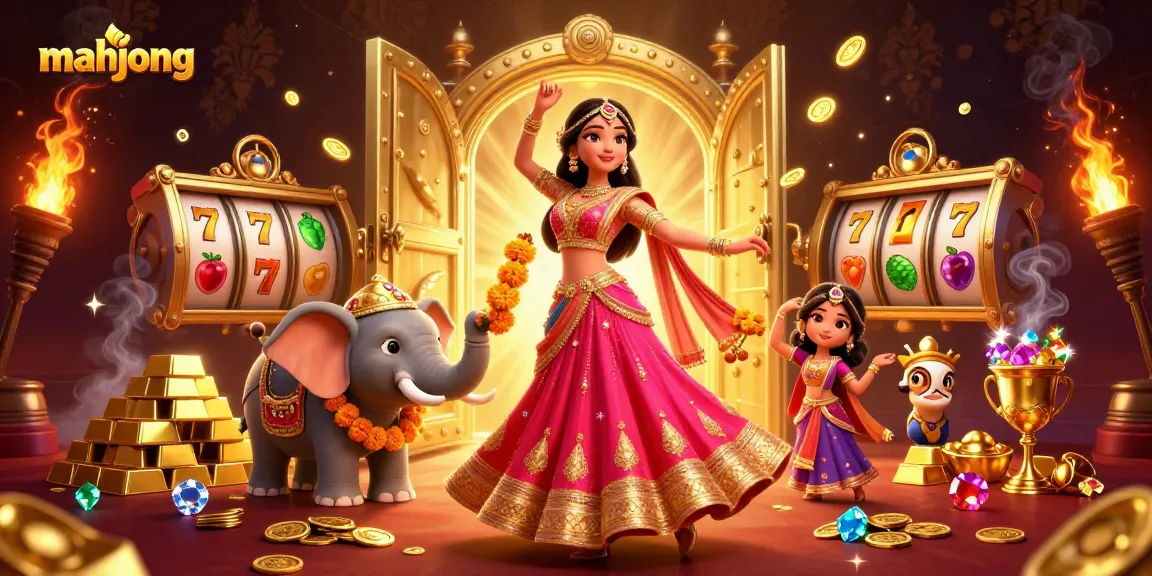 Engage with mahjong excitement as vibrant characters shine beside golden treasures and spinning slot reels.