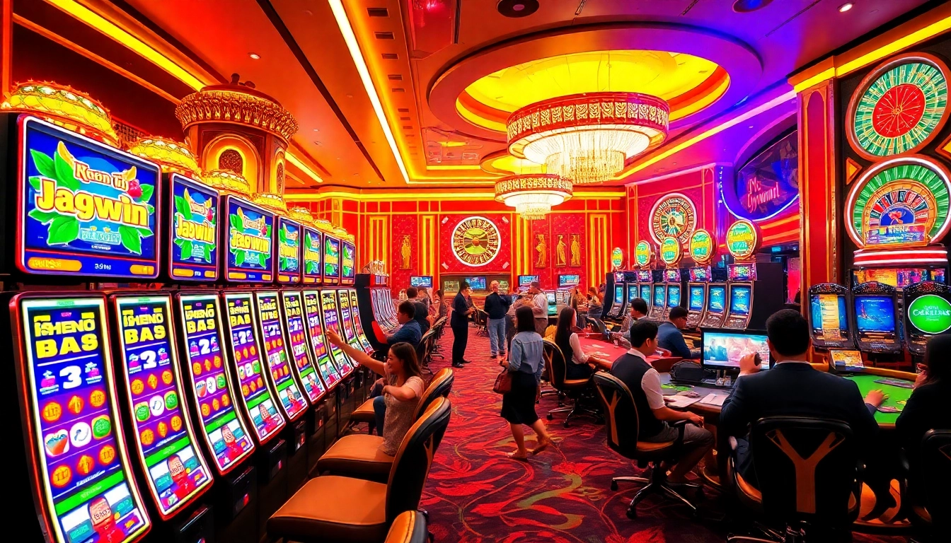 Nổ hũ 99win gaming experience with vibrant slots and excited players celebrating wins.