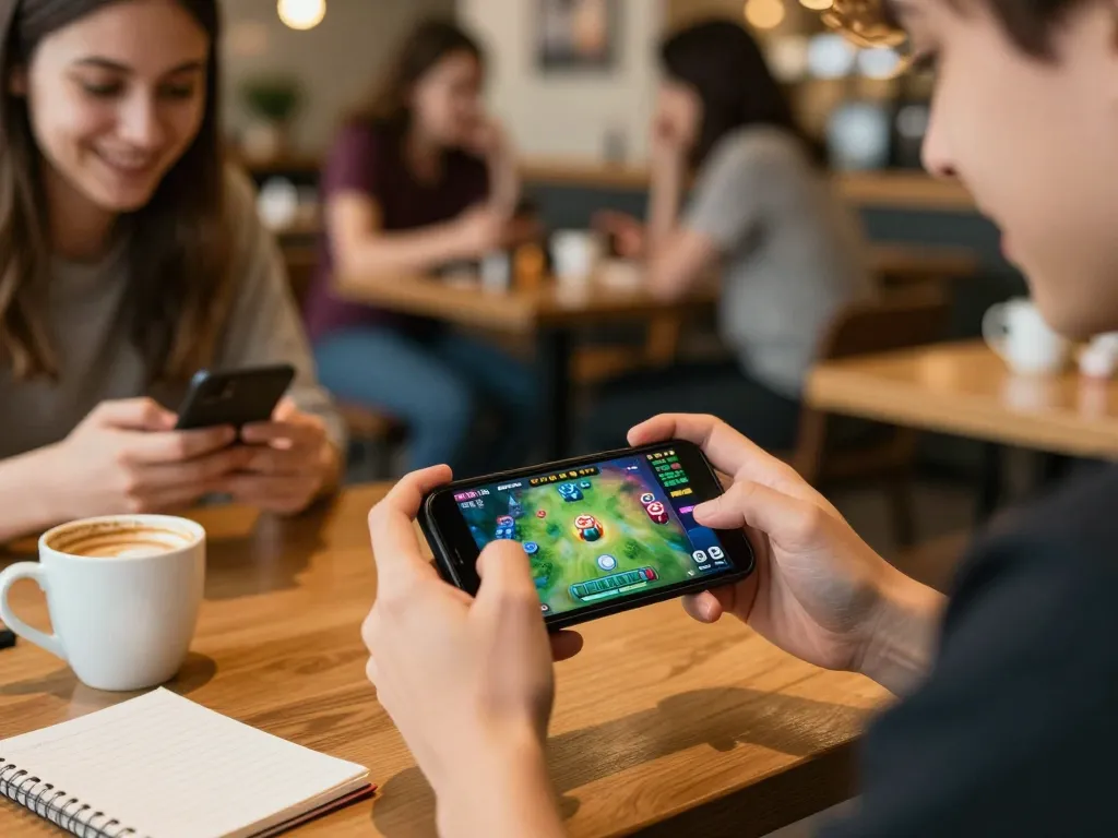 Excited player engaging with the done55 game on smartphone, showcasing colorful gaming interface.