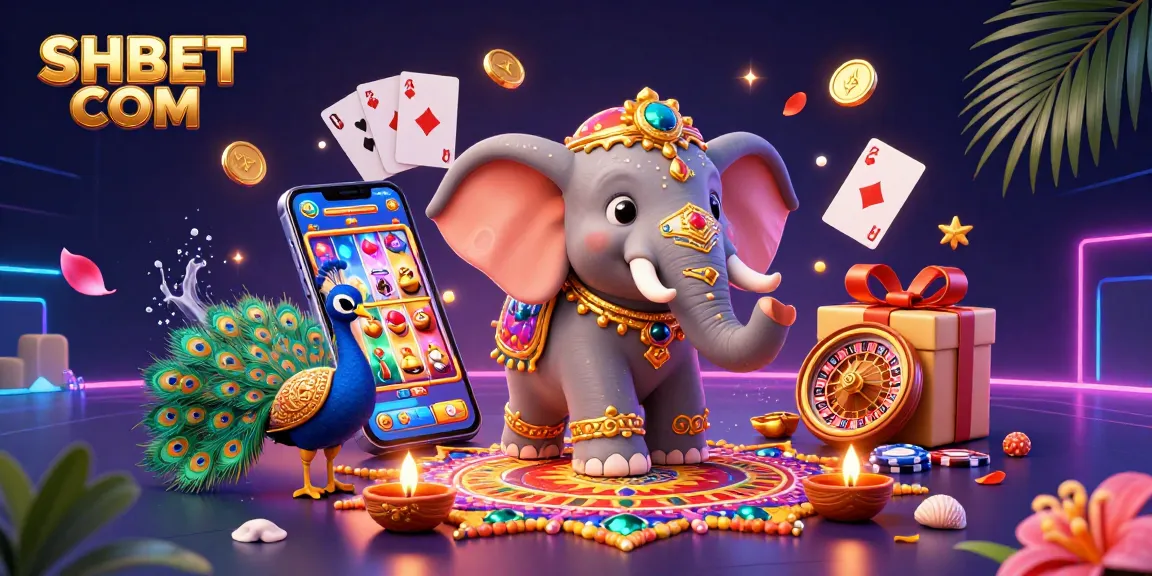 Play slots and win big with SHBET COM, featuring vibrant 3D casino elements.