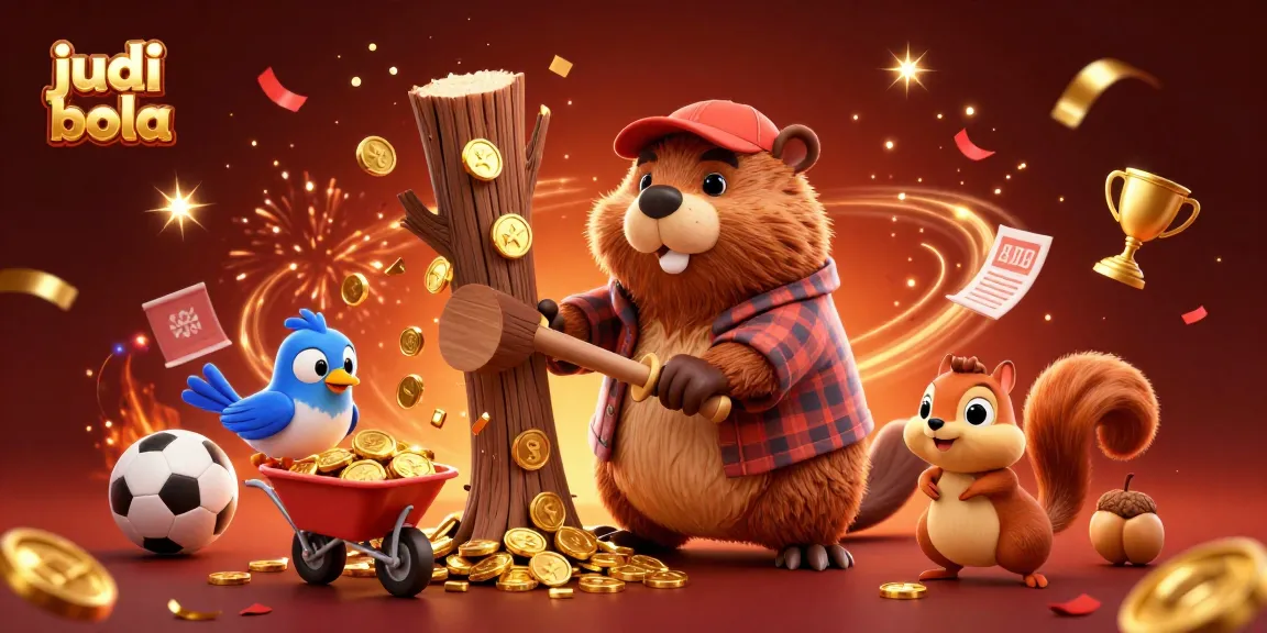 Engage in judi bola with dynamic football-themed characters amidst a celebration of riches.