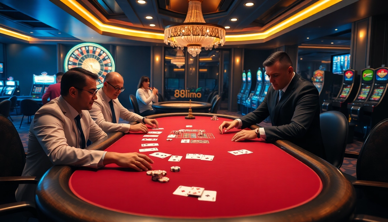 High-stakes poker game featuring 88i nhà cái branding with luxurious casino accessories.