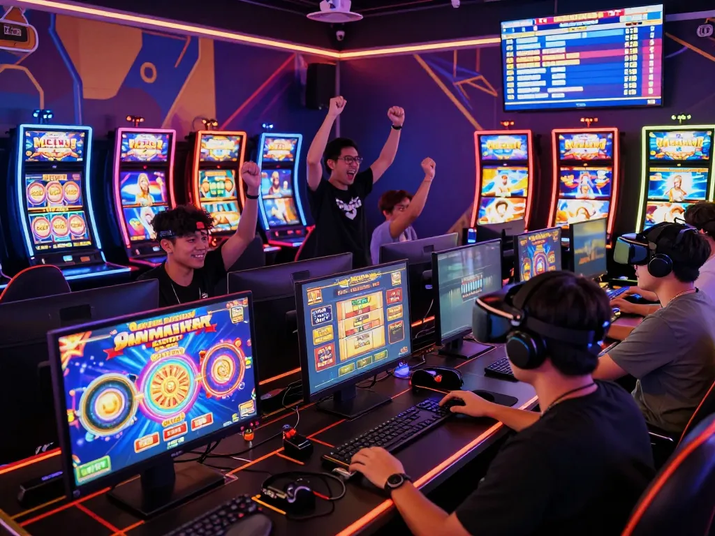 Suasana permainan online yang menarik menampilkan pemain yang menikmati slot gacor hari ini
