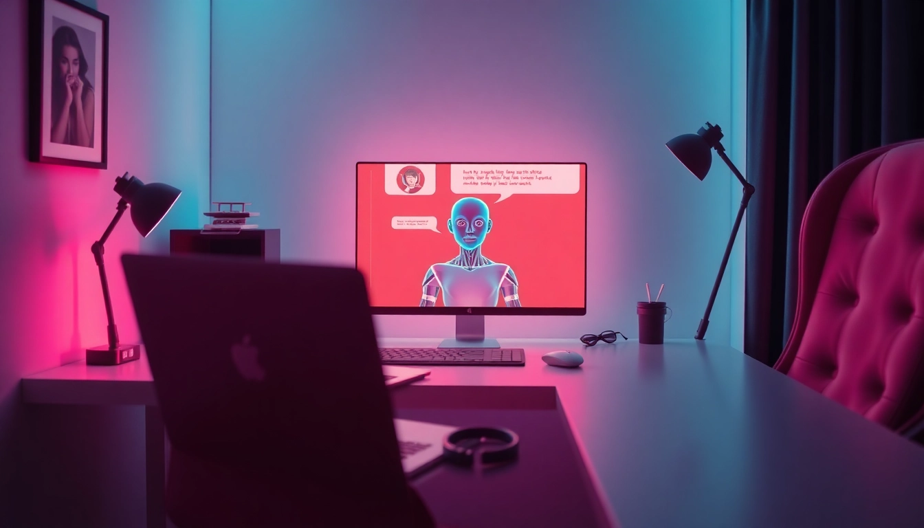 Engaging AI chat interface showcasing free sex AI interactions in a modern setup.