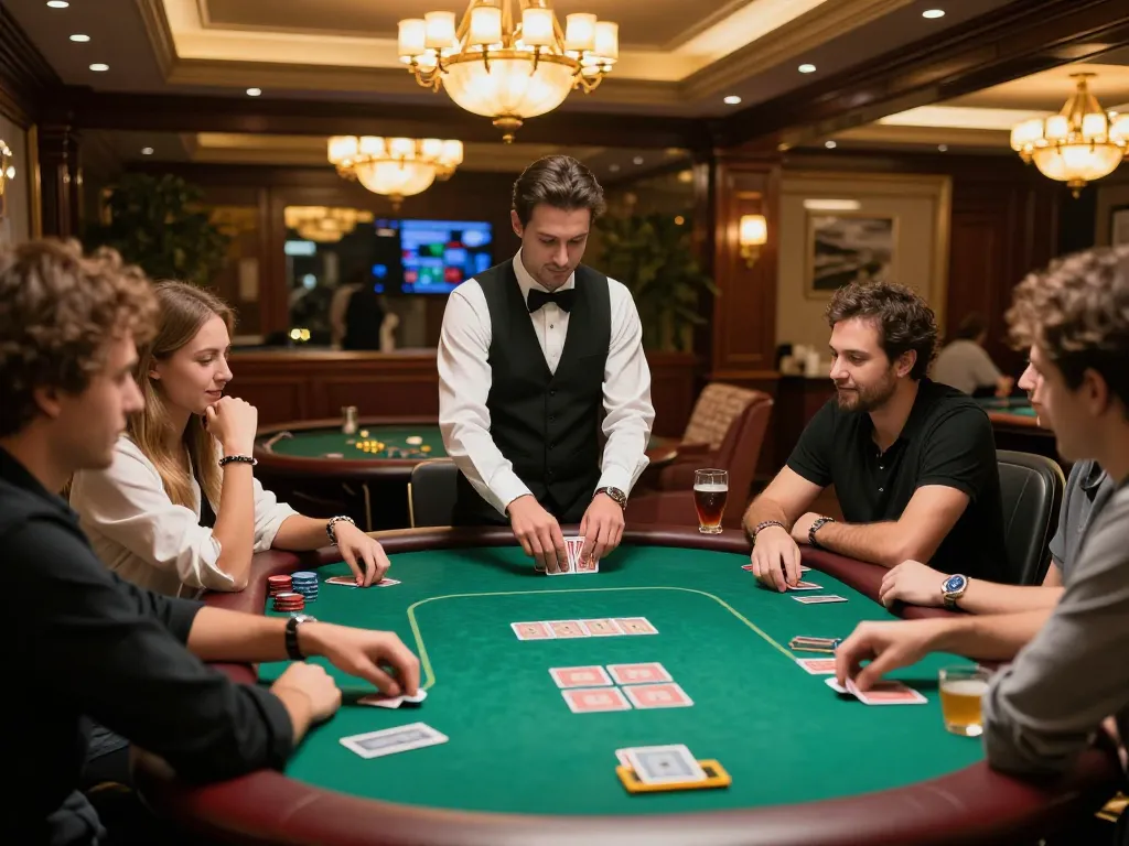 Experience the thrill of poker at BETBET with engaged players and a stylish setting.