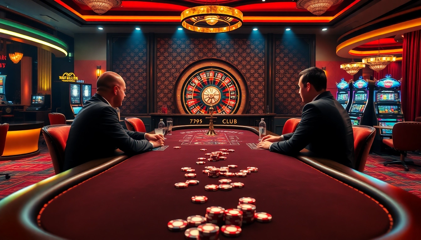Players enjoying a high-stakes poker game at 789CLUB casino with elegant decor.