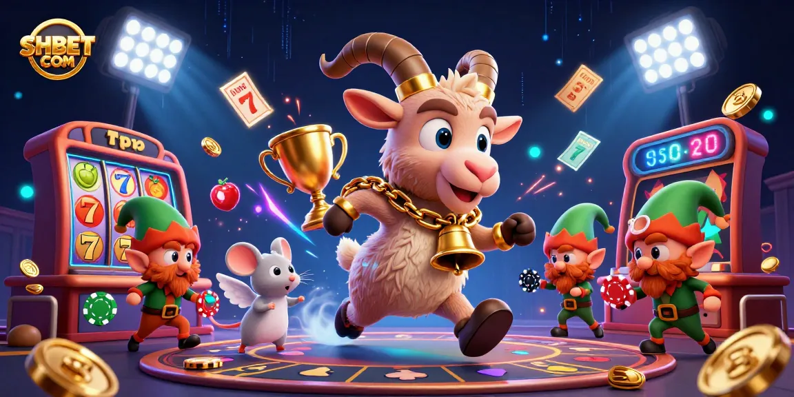 Experience thrilling gameplay at SHBET COM with captivating 3D casino characters amidst vibrant slot game elements.