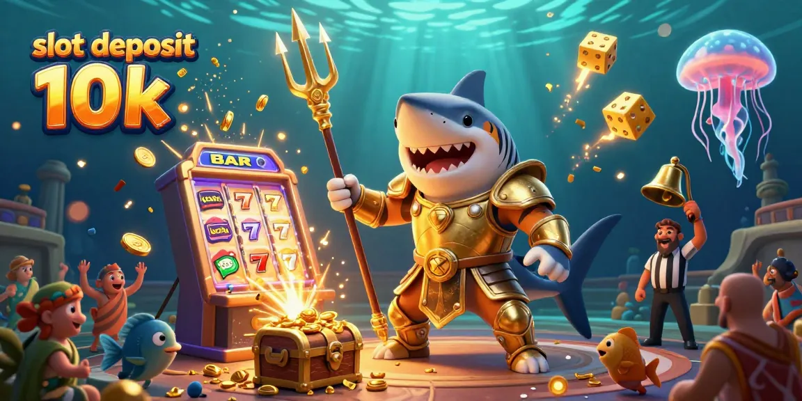 Immerse yourself in a vibrant scene with the slot deposit 10k theme amid a jackpot celebration bursting with coins and charismatic characters.
