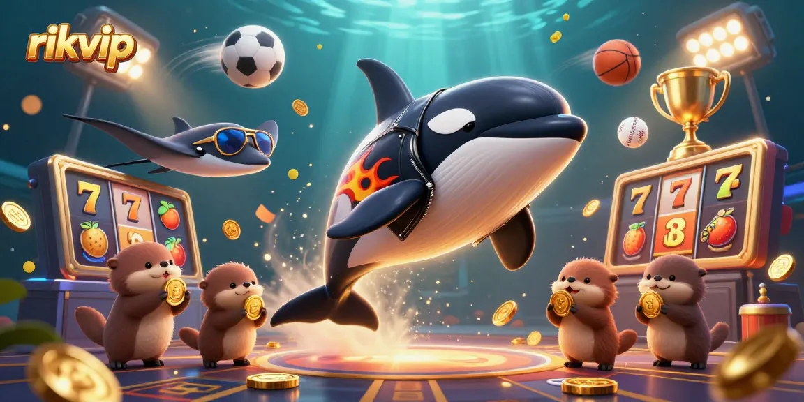 Experience thrilling gameplay at rikvip with vibrant characters, slot symbols, and dynamic gaming elements.