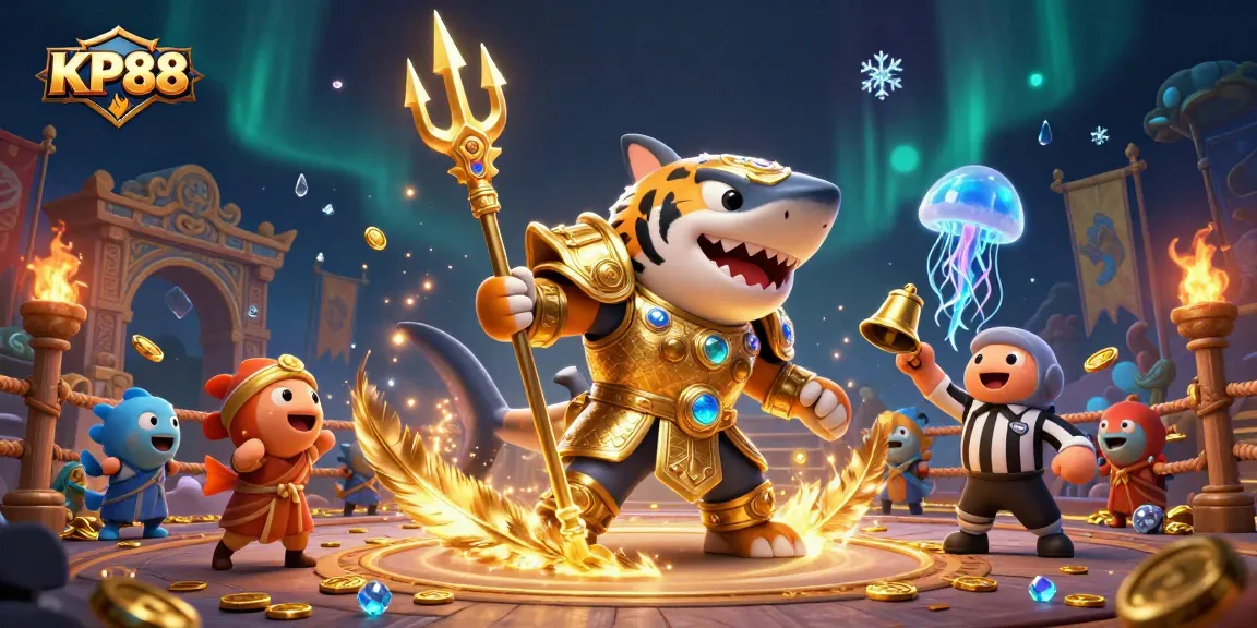 Experience thrilling gameplay at KP88 in an underwater colosseum with vibrant characters and dynamic elements.