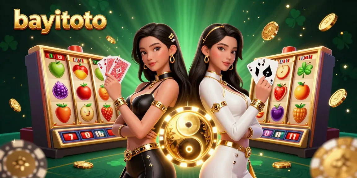 Experience the thrill of bayitoto with dynamic slot reels and a powerful duo in a vibrant casino scene.