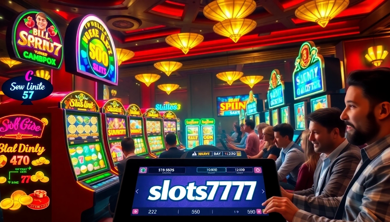 Players engaging with various slots777 machines in a vibrant casino atmosphere full of excitement.