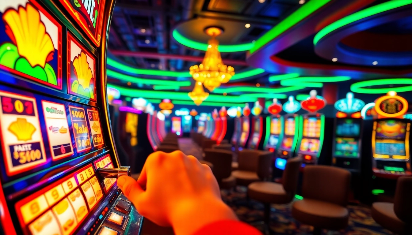 Experience the thrill of casino online gaming at vibrant slot machines.