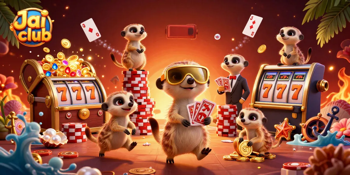 Engage in thrilling gameplay at Jai Club with energetic meerkats running a vibrant casino.