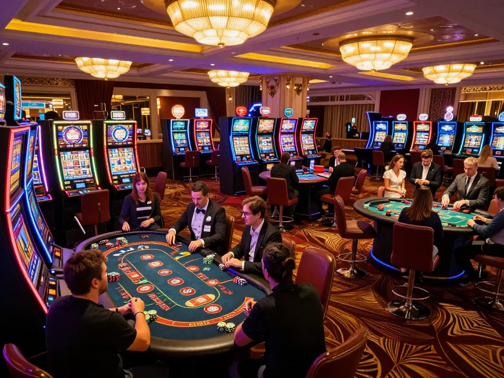 Players enjoying blackjack and roulette at a vibrant casino while exploring lc88 gaming options