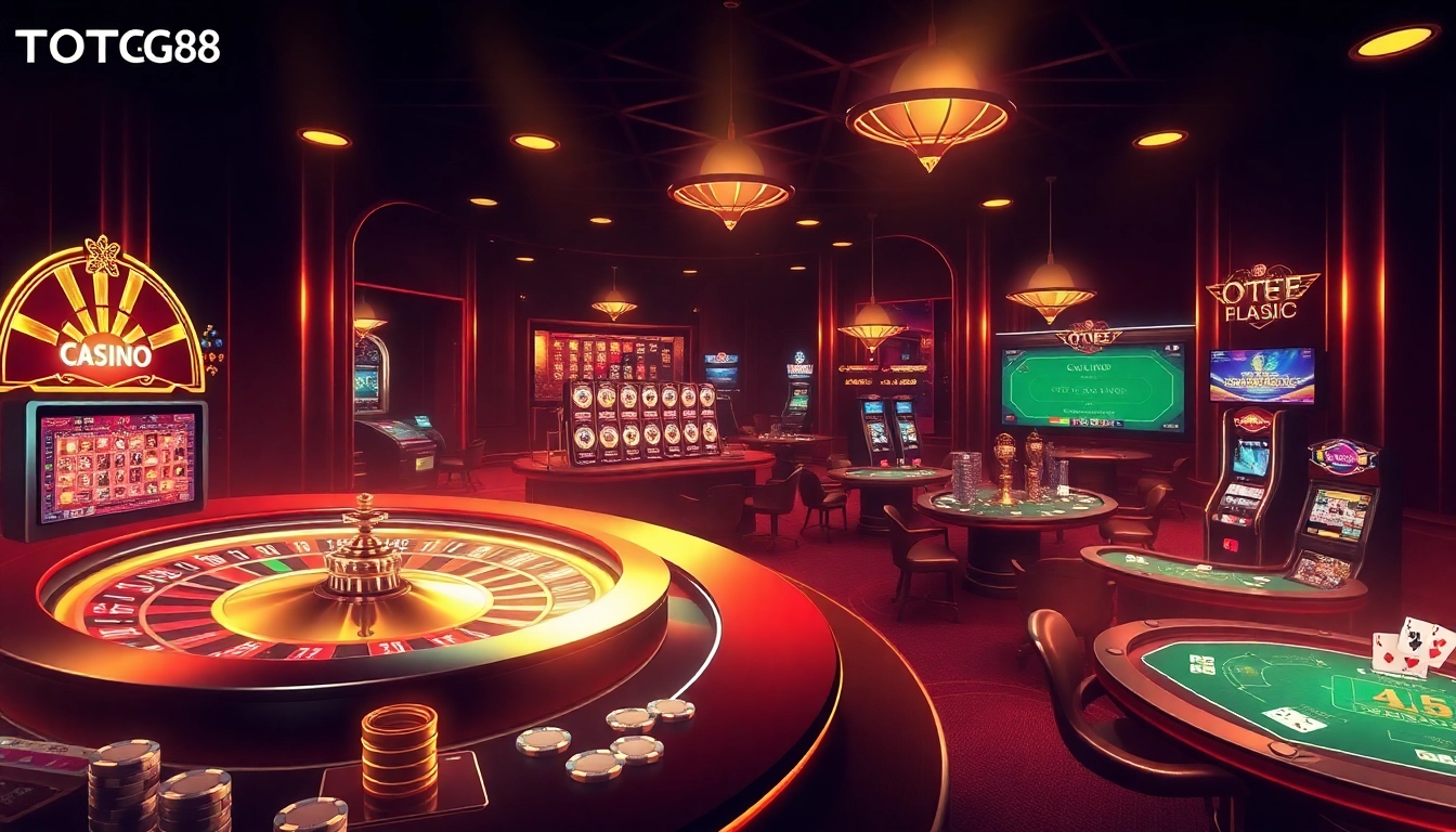 Engaging in thrilling games at TOTOGG88's online casino with vibrant roulette and slot machines.