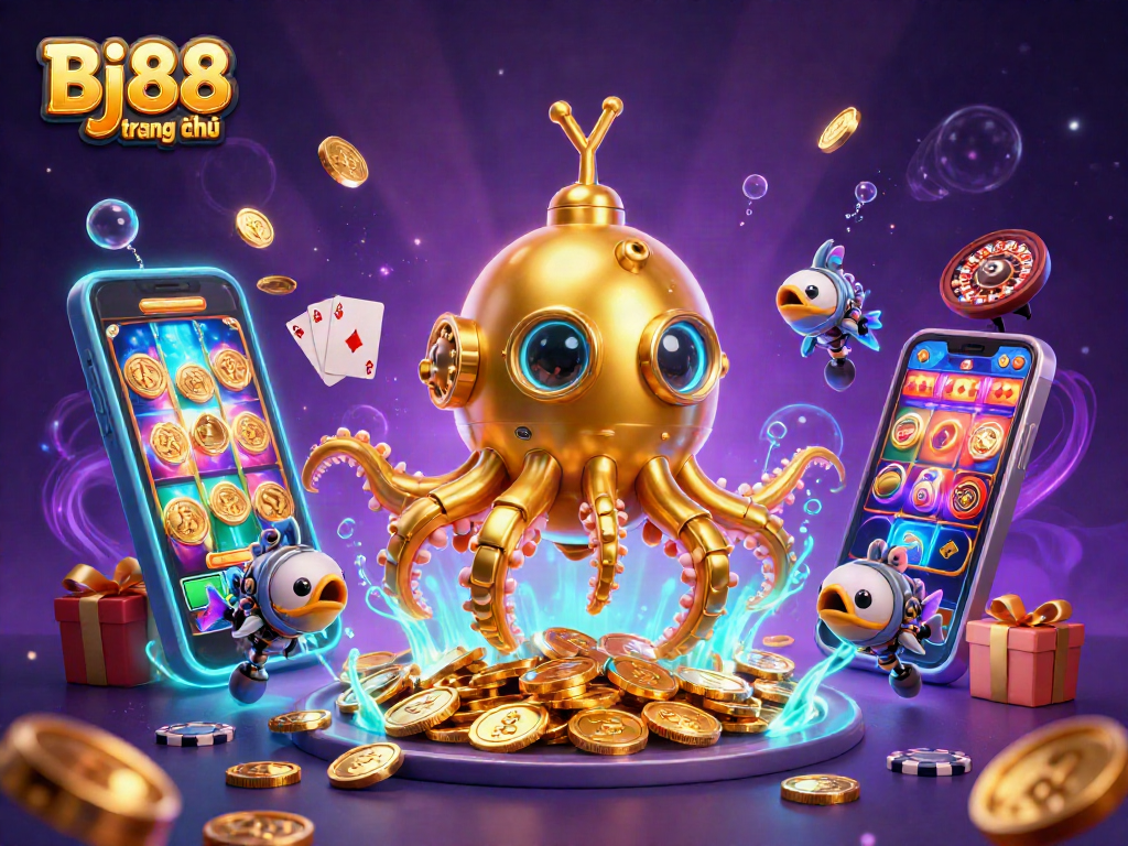 Experience thrilling gameplay at Bj88 trang chủ with vibrant slot games and golden coins!