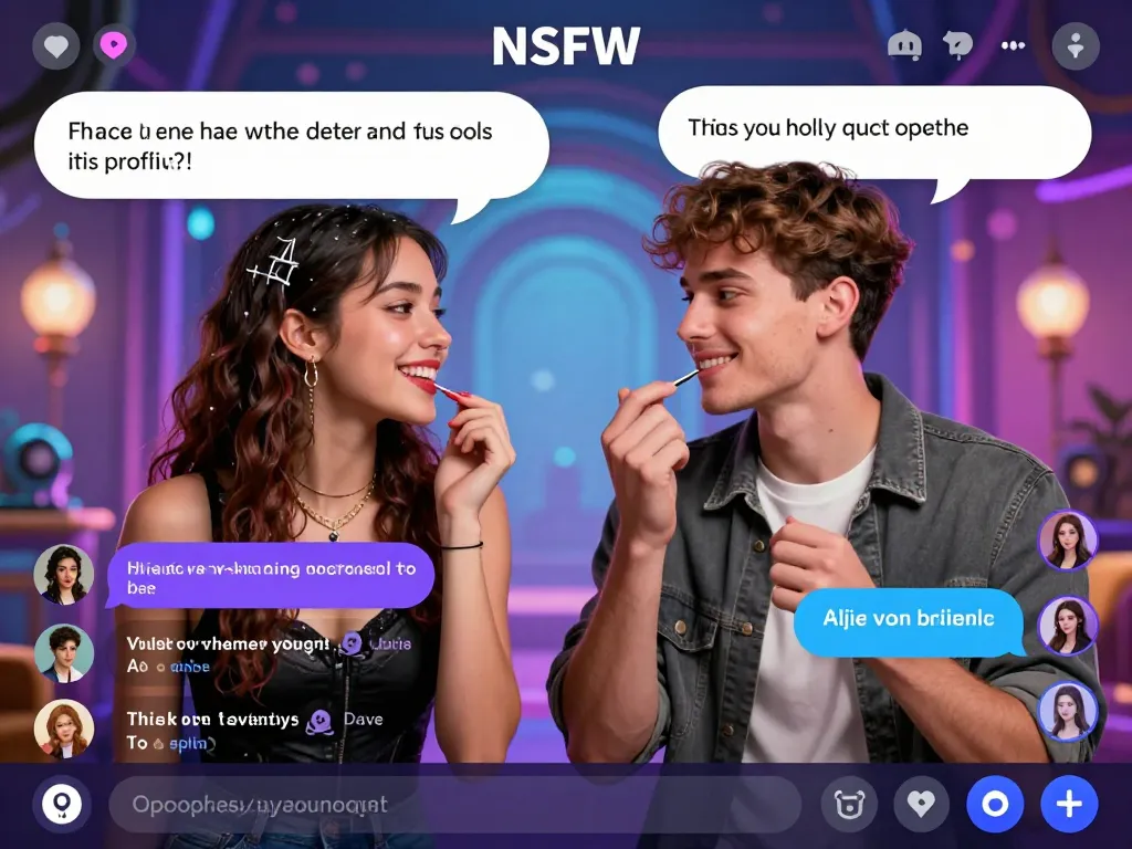 Engaging avatars in a vibrant online chat, illustrating the future of sex chat ai.
