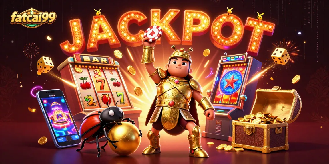 Experience the excitement of fatcai99 with a dynamic illustration showcasing thrilling casino elements in a vibrant casino scene.